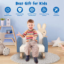 Kids Rocking Chair Children Velvet Upholstered Sofa with Solid Wood Legs-Blue - Color: Blue