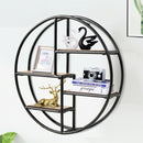 Hanging Storage Shelf Circular Wall-Mounted 4-Tier Rack - Color: Black