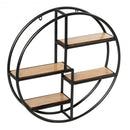Hanging Storage Shelf Circular Wall-Mounted 4-Tier Rack - Color: Black