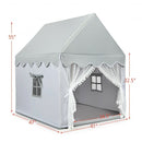 Kids Large Play Castle Fairy Tent with Mat-Gray - Color: Gray