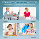 5 Pieces Kids Wooden Activity Play Furniture Set with Building Blocks-Blue - Color: Blue