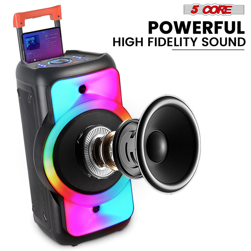 5Core Bluetooth Party Speaker 12 inch PA RGB Partybox Karaoke Machine + 2 Wireless Mic-1