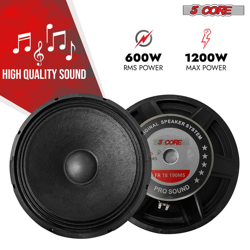 5Core 18 Inch Subwoofer Speaker 1000W Max 8Ohm Full Range Replacement DJ Sub Woofer-1