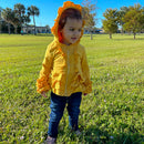 Girls Mustard Yellow Ruffle Hoodie Zipper Jacket Camp School-1