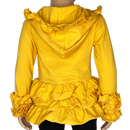 Girls Mustard Yellow Ruffle Hoodie Zipper Jacket Camp School-3