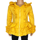 Girls Mustard Yellow Ruffle Hoodie Zipper Jacket Camp School-0