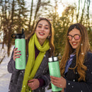22 Oz Double-walled Insulated Stainless Steel Water Bottle with 2 Lids and Straw-Green - Color: Green