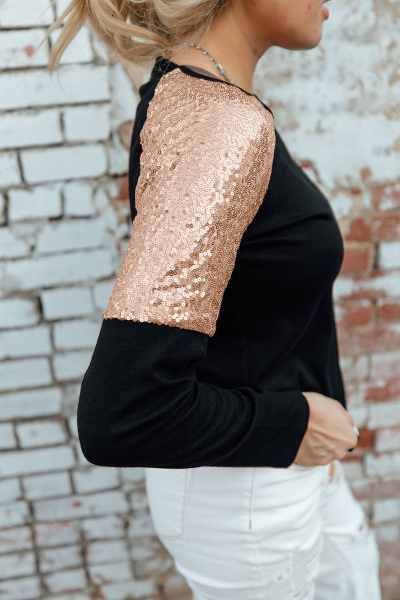 Diana Sequin Shoulder Long Sleeve Top-3