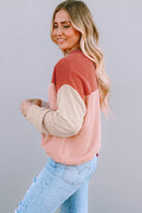 Rachel Block Long Sleeve Ribbed Loose Top-2