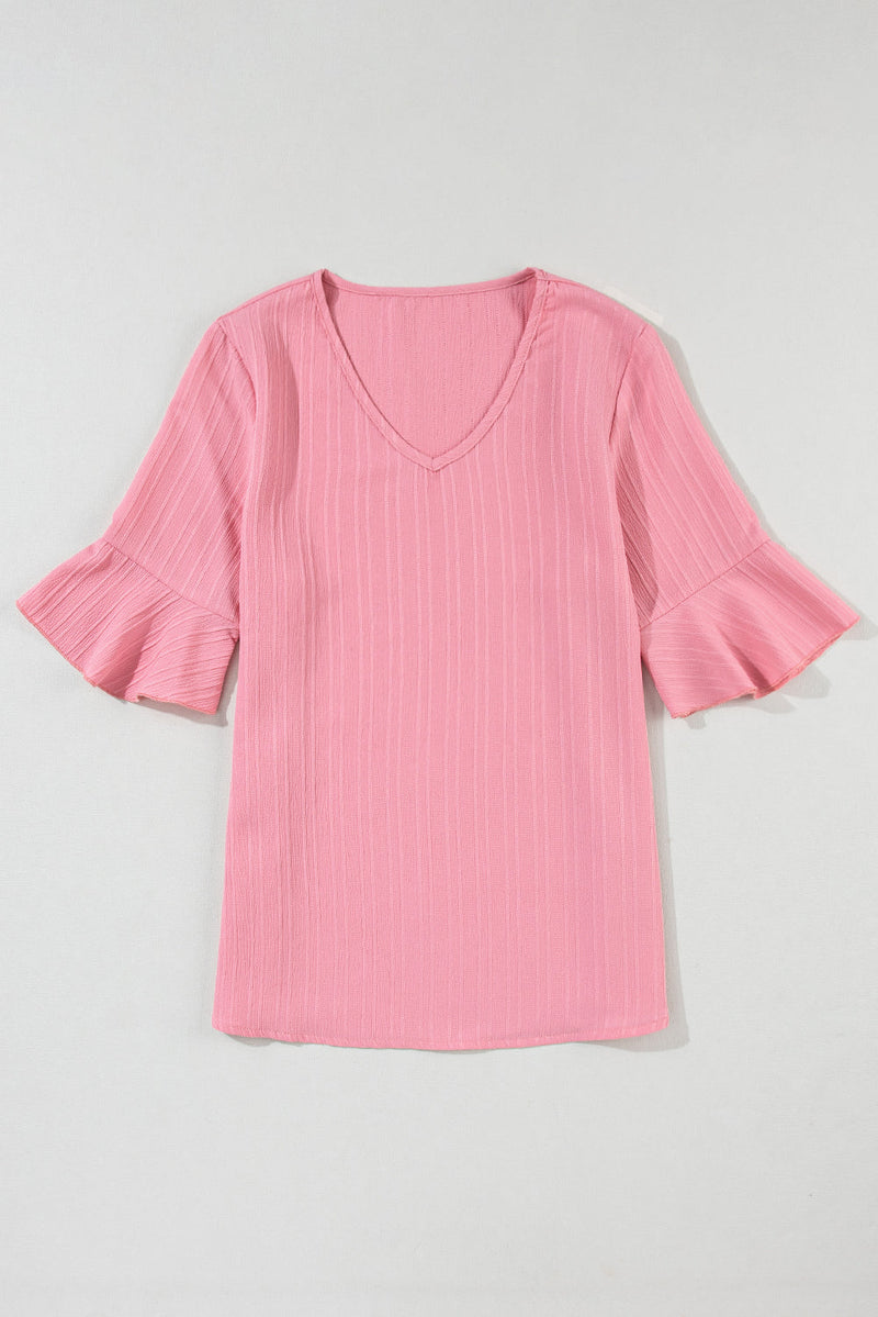 Capri Ruffled Half Sleeve V Neck Textured Top-4