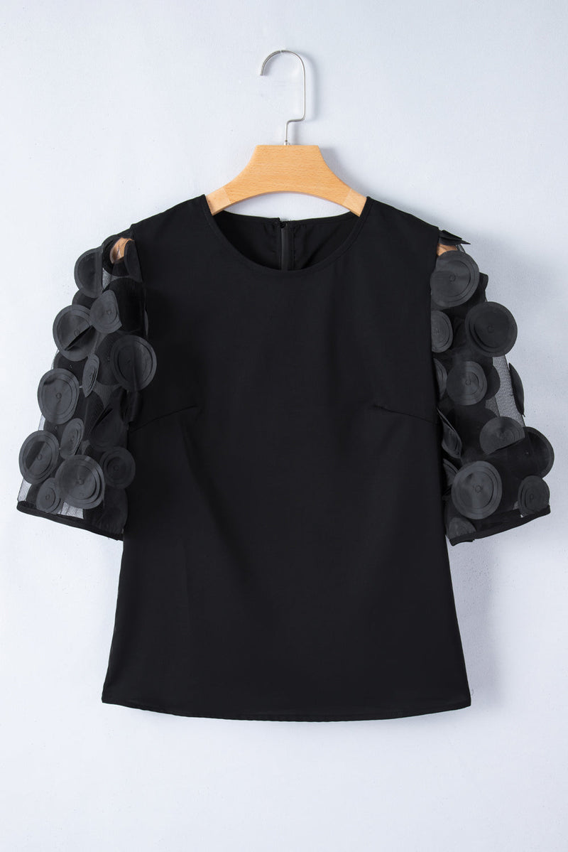 Aliza Applique Mesh Half Sleeve Blouse-4