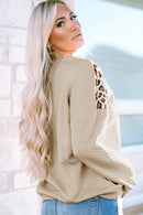 Harlow Leopard Splicing Drop Shoulder Zipped Sweatshirt-2