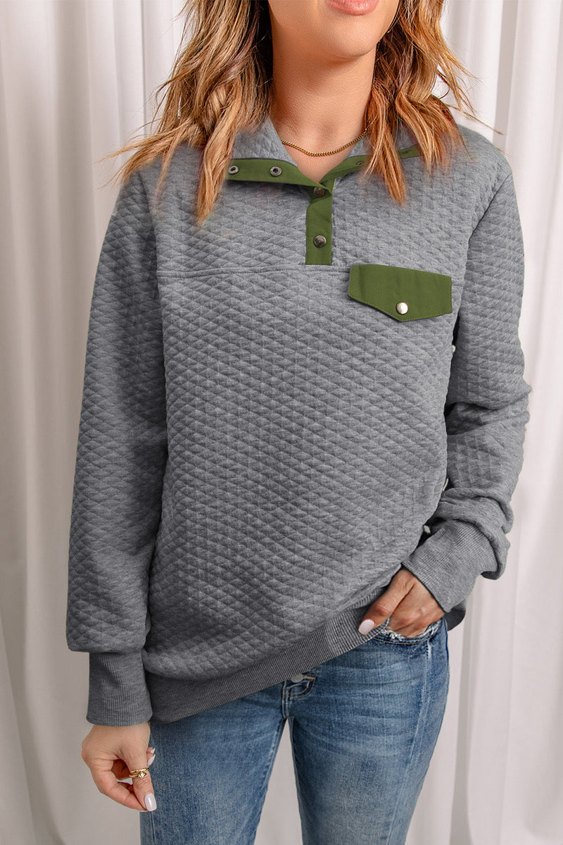 Everleigh Quilted Snap Neck Sweatshirt-0