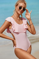 Bonnie Ruffle Overlapping Backless One-piece Swimwear-2