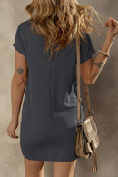 Mckenna Striped Ribbed Knit T-shirt Shift Dress-3