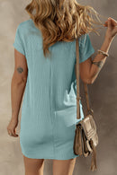 Mckenna Striped Ribbed Knit T-shirt Shift Dress-1