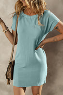 Mckenna Striped Ribbed Knit T-shirt Shift Dress-0