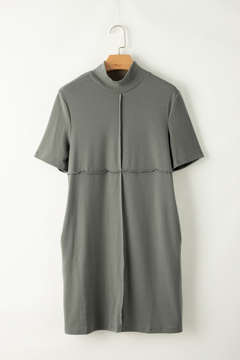 Asha High Neck Cross Seam T-shirt Dress-0