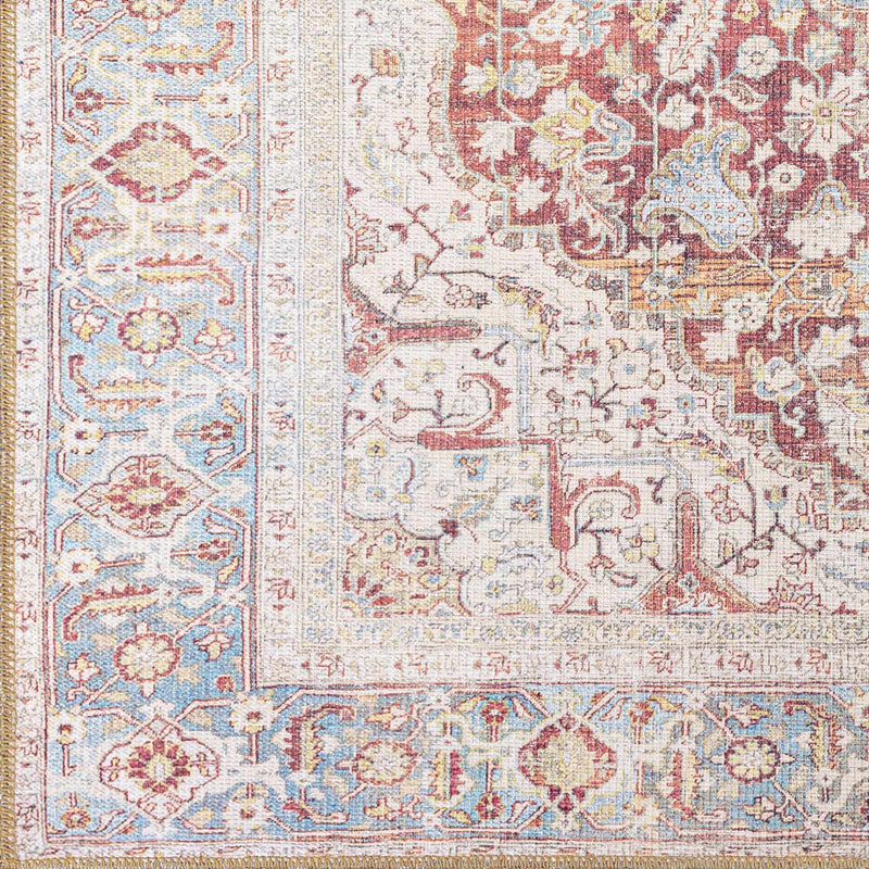 Sample Cream Rust Leeston Vintage Washable Area Rug - Clearance-0