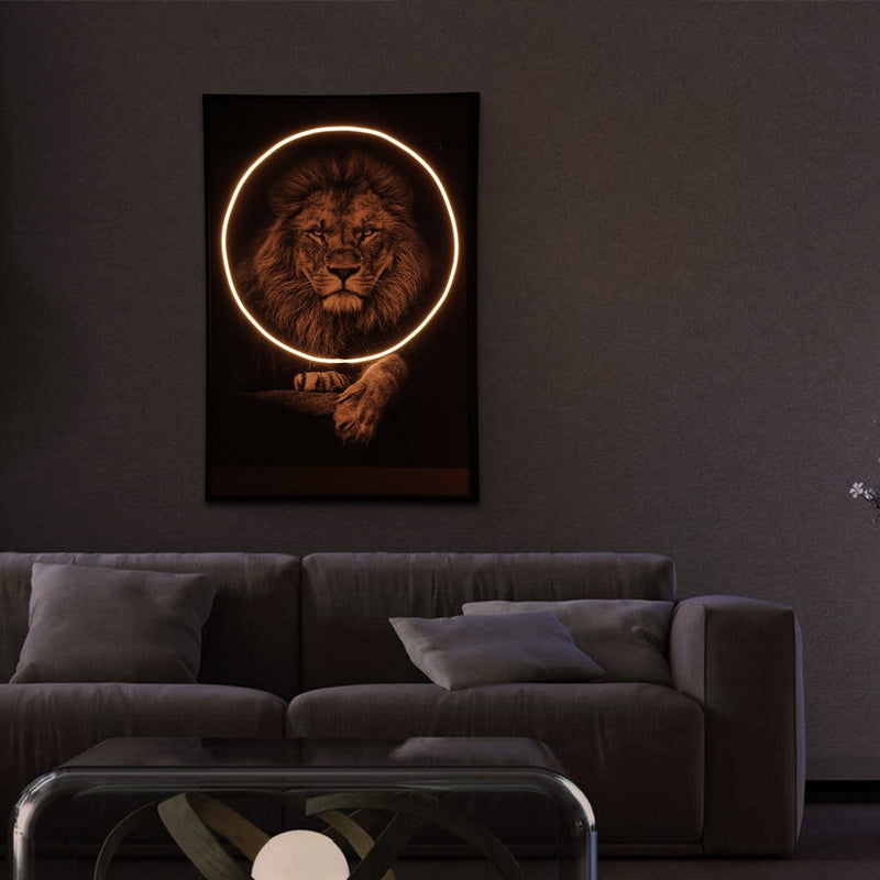 Lion Wall Art with LED Lights-3