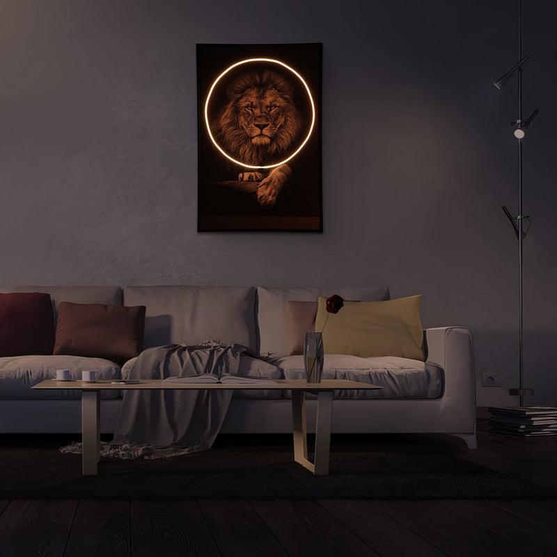 Lion Wall Art with LED Lights-4