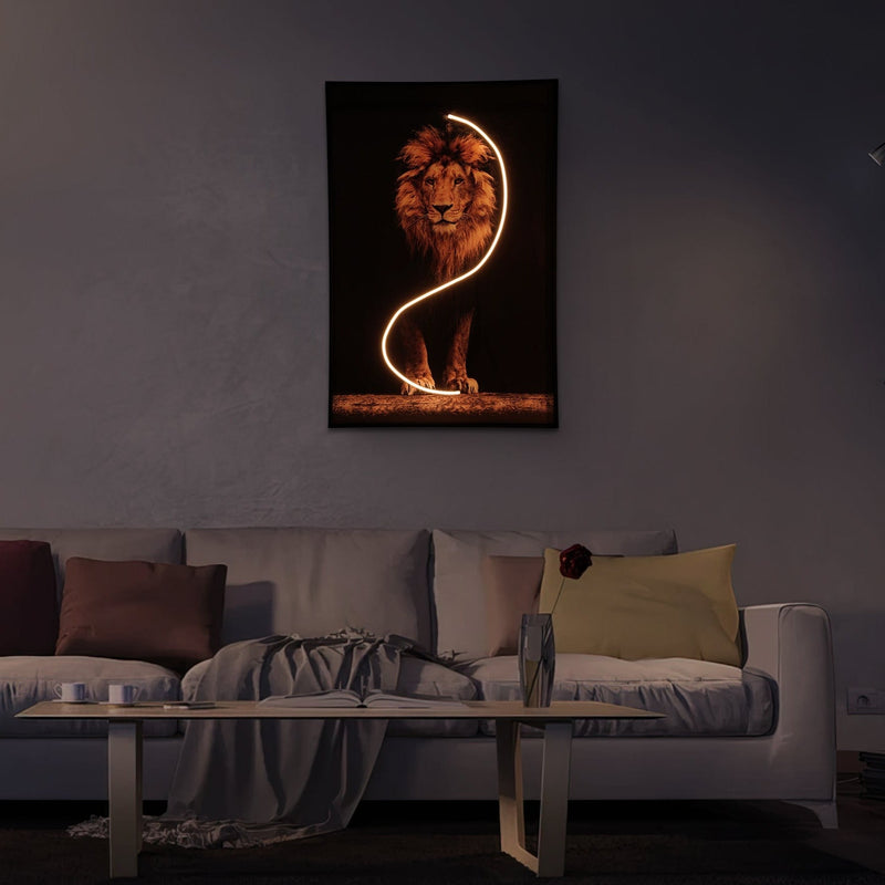 Lion Wall Art with LED Lights-0