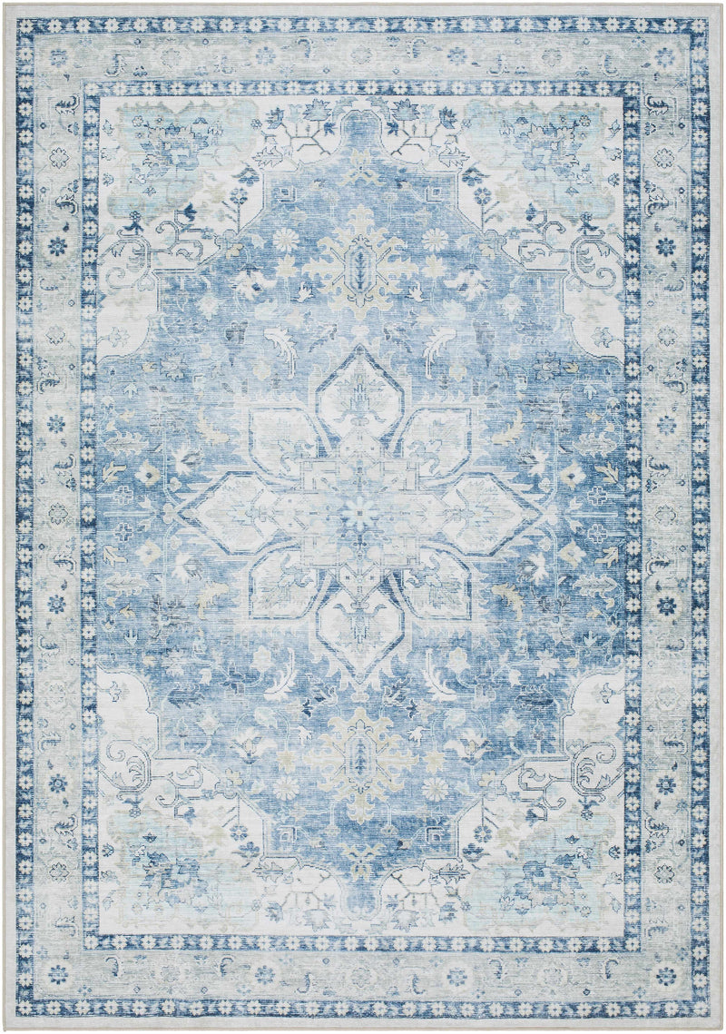 Sample Lotan Blue Medallion Washable Area Rug-0