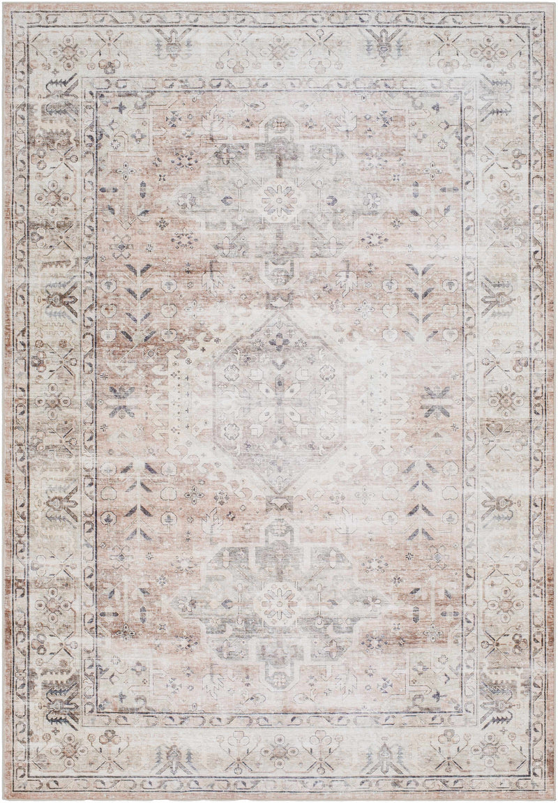 Sample Laran Taupe Distressed Washable Area Rug-0