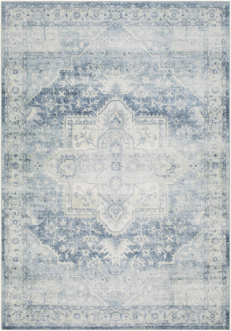 Sample Mauro Navy Medallion Washable Area Rug-0