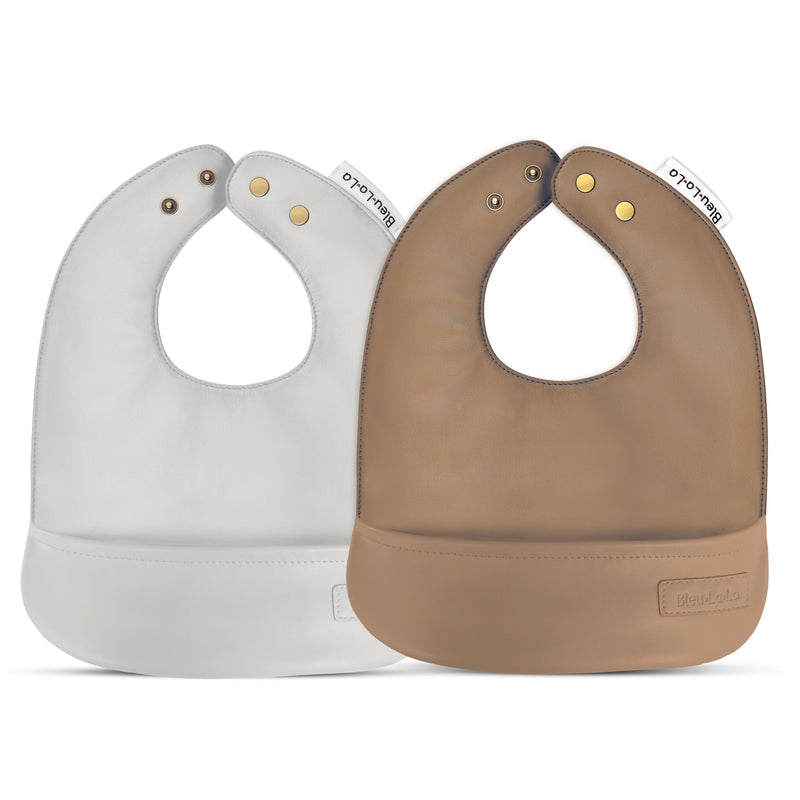 Classic - Set of Soft Vegan Leather Easy Clean Bibs 0-12 Months-6