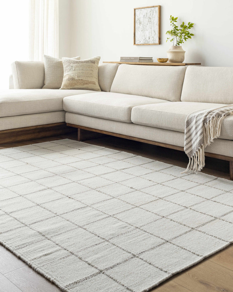 Sample Nissa White Gray Checkered Area Rug-0