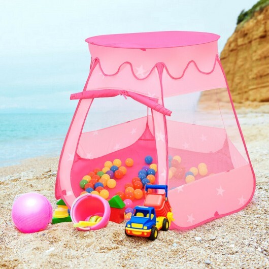 Pink Portable Kid Play House Play Tent with 100 Balls - Color: Pink