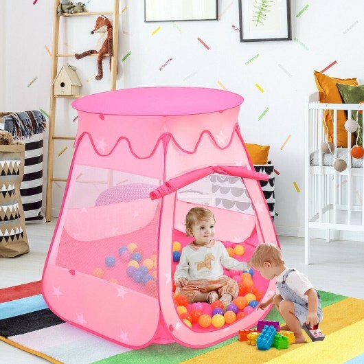 Pink Portable Kid Play House Play Tent with 100 Balls - Color: Pink