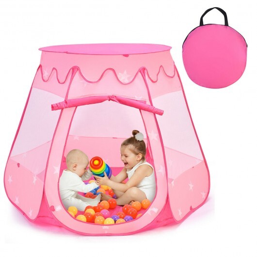 Pink Portable Kid Play House Play Tent with 100 Balls - Color: Pink