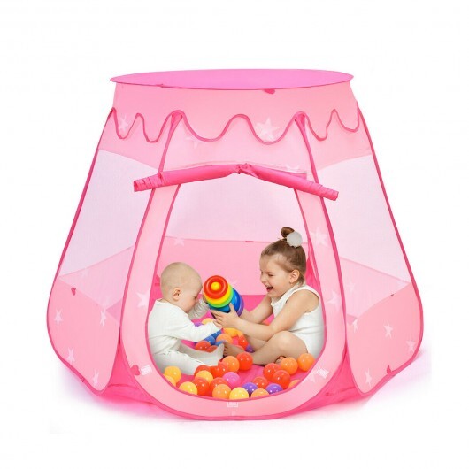 Pink Portable Kid Play House Play Tent with 100 Balls - Color: Pink