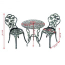 Outdoor Cast Aluminum Patio Furniture Set with Rose Design-Green - Color: Green