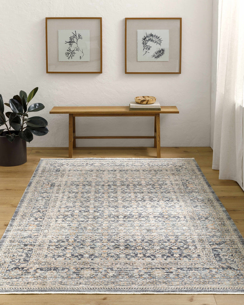 Sample Margaret Damask Navy Washable Area Rug - Livabliss x Becki Owens-0