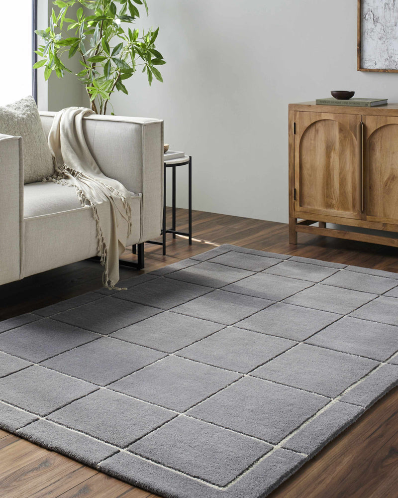 Sample Siarl Dark Gray Checkered Area Rug-0