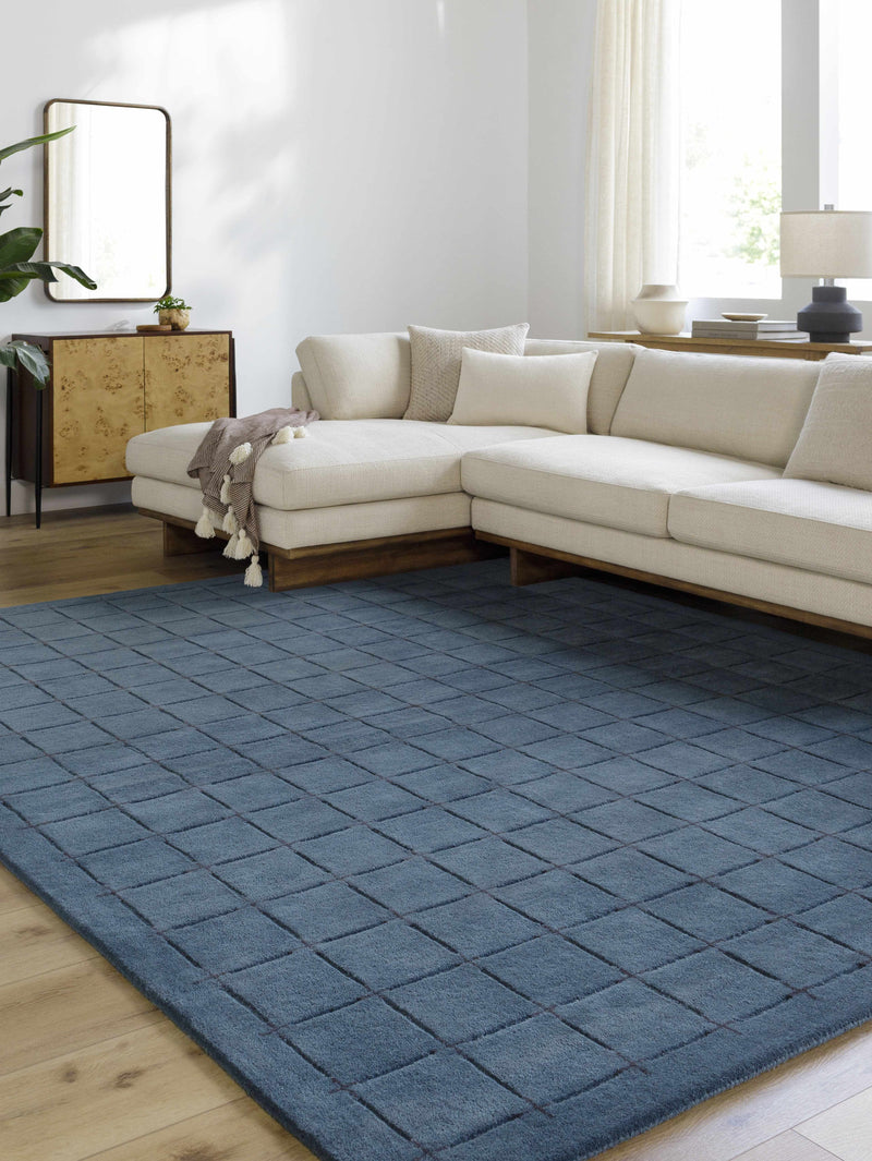 Sample Sanvi Navy Wool Area Rug-0