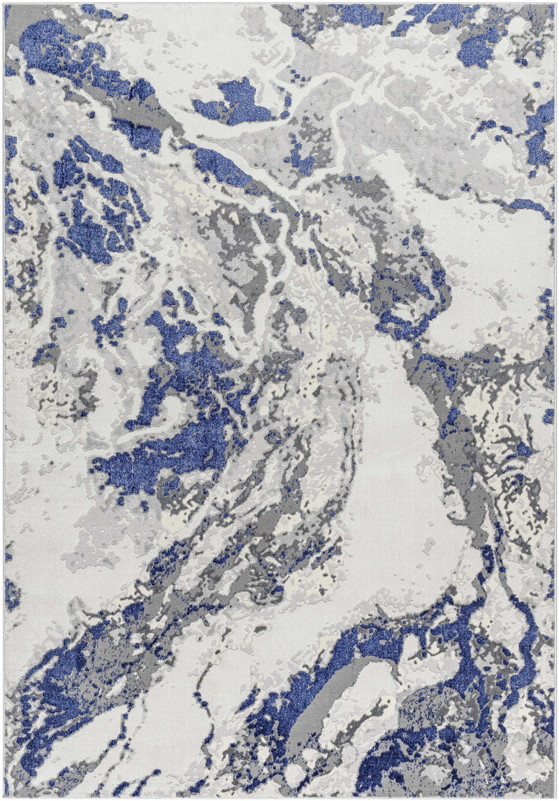 Sample Kaleo Gray & Blue Marble Area Rug-0