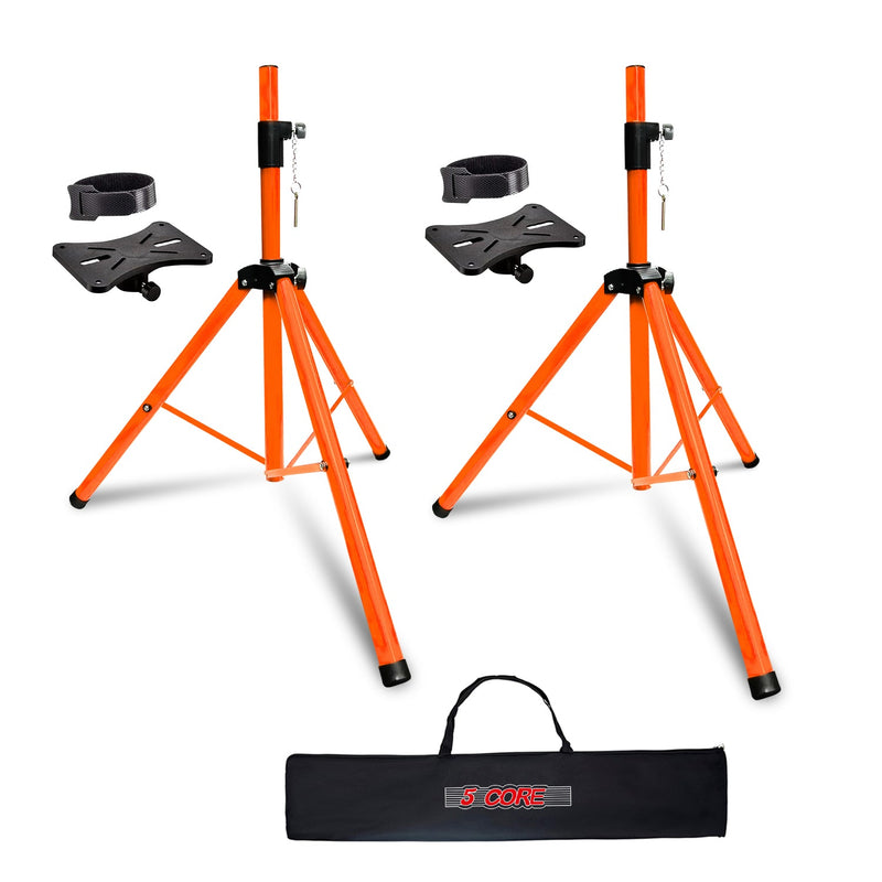 5 Core Speaker Stand Tripod Floor Adjustable Up to 48 Inch DJ Studio Monitor Stands Pole Mount Pair ORANGE-0