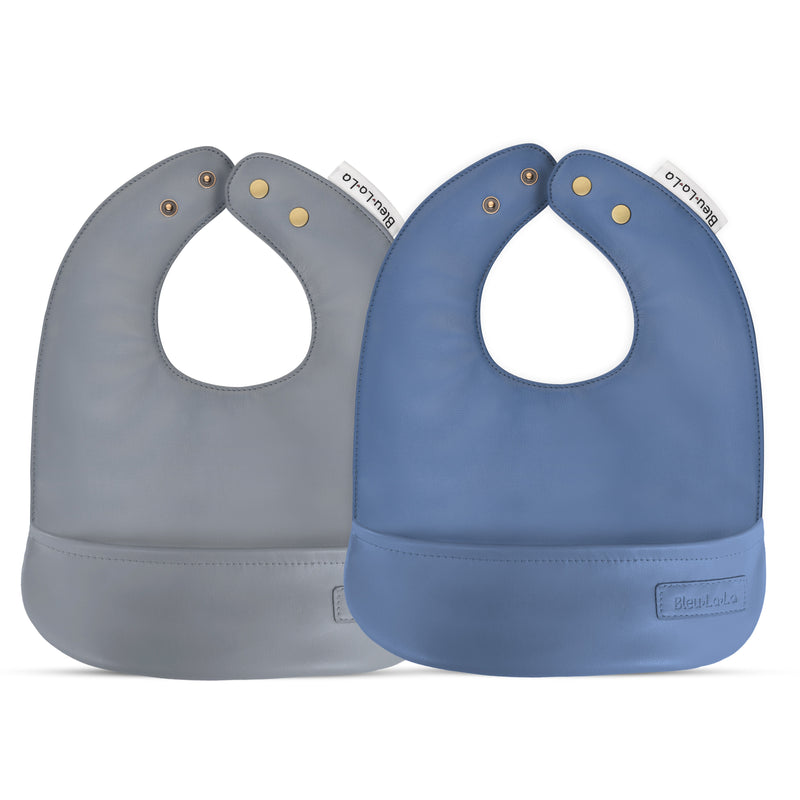 Classic - Set of Soft Vegan Leather Easy Clean Bibs 0-12 Months-7