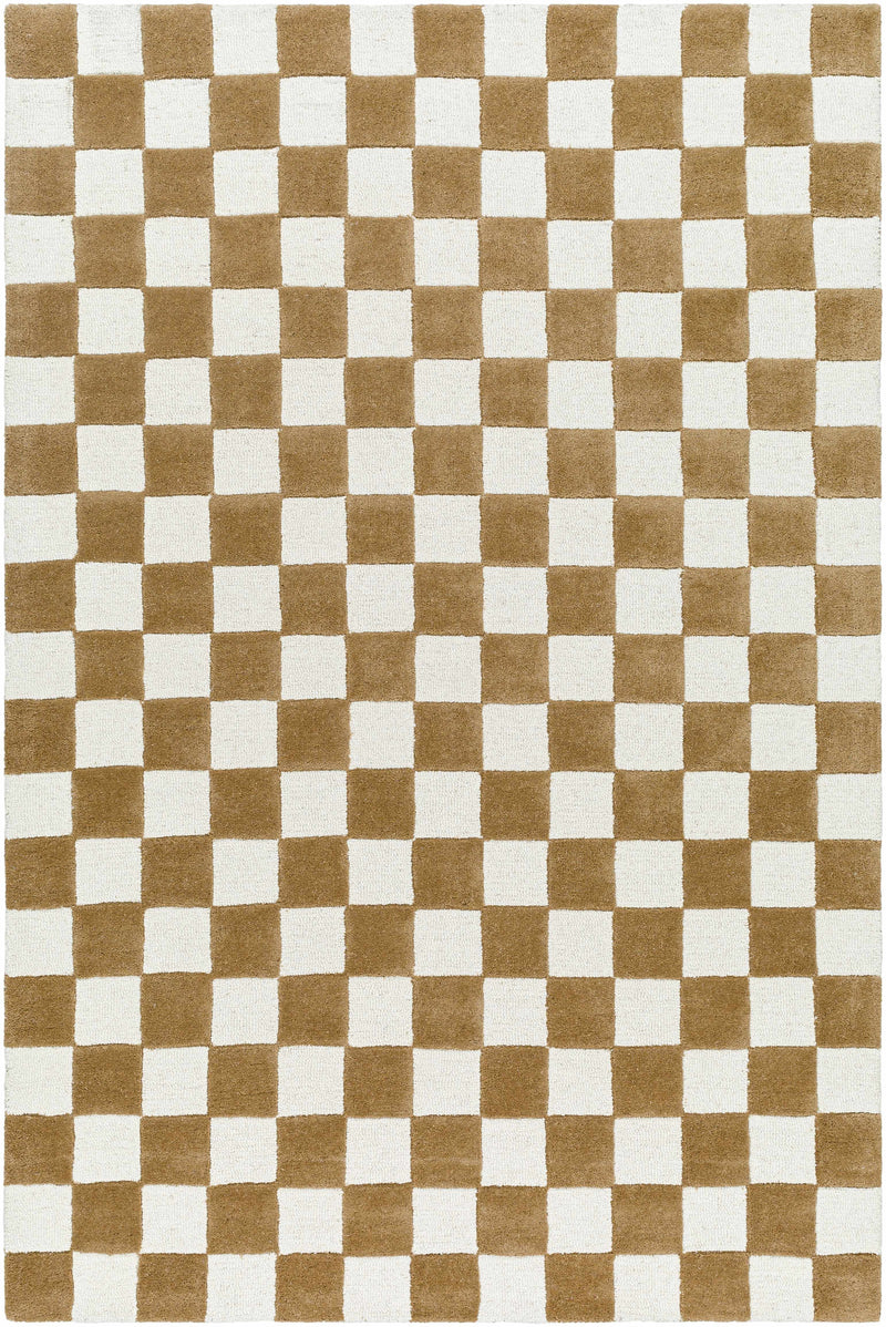 Sample Timin Camel Checkered Area Rug-0