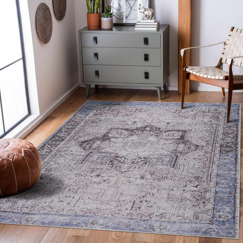 Rosman Blue&Beige Washable Rug - Promo-1