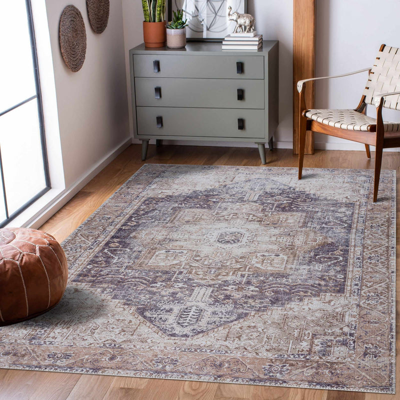 Beige Rosman Washable Area Rug-0