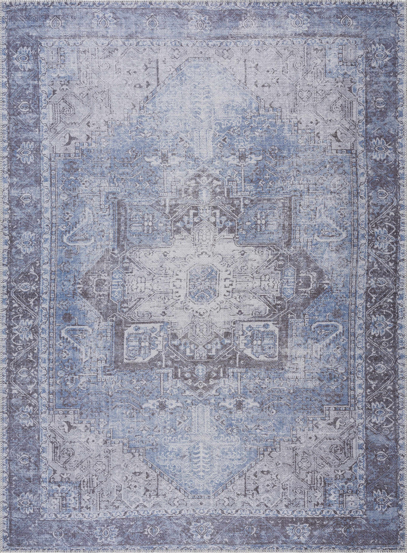 Rosman Ice Blue Washable Rug-1