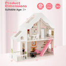 Semi-Opened DIY Dollhouse with Simulated Rooms and Furniture Set-White - Color: White