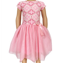 AnnLoren Girls Dress Pink Tulle & Pink Arabesque Easter Party Dress-0