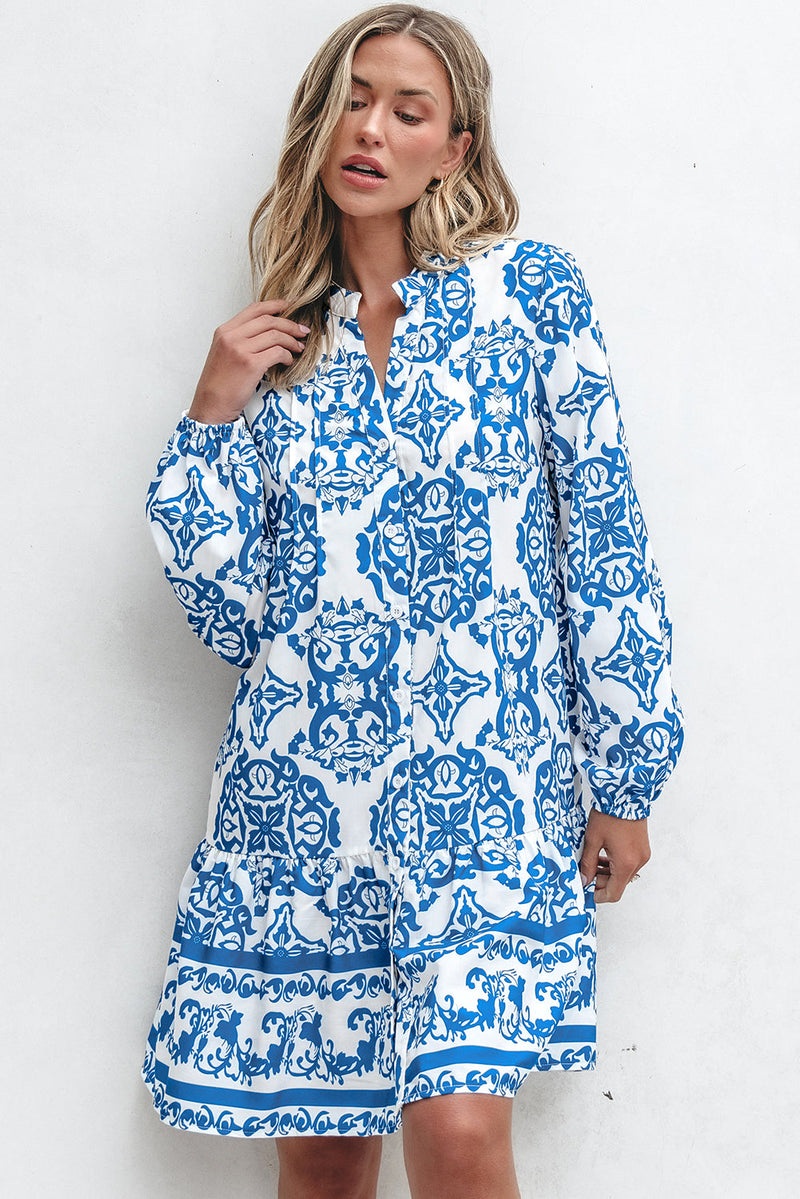 Adalynn Tribal Button Up Loose Mini Dress-3