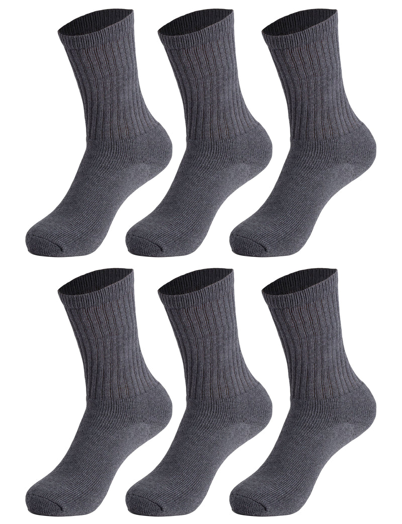 6 Pairs - Casual Cotton Crew Socks for Women Solid Color Breathable Sport Socks Size 9-11-0